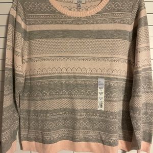 CROFT & BARROW The Classic Sweater, Pink and Grey, Women’s Size XXL